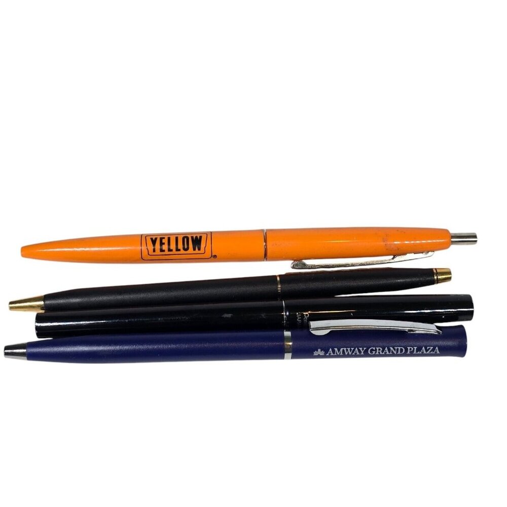 Vintage Ink Pens Lot Advertising Amway Grand Yellow Lincoln Mercury Auto Cross